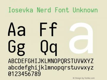 Iosevka Nerd Font Unknown 1.8.4; ttfautohint (v1.5) Font Sample