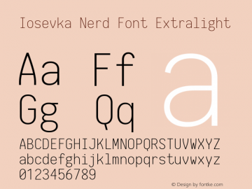 Iosevka Nerd Font Extralight 1.8.4; ttfautohint (v1.5) Font Sample