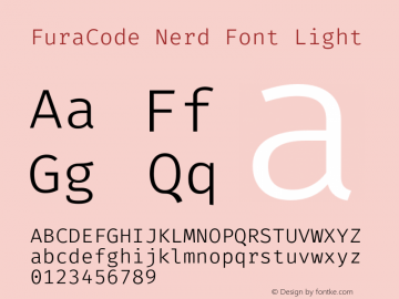 FuraCode Nerd Font Light Version 1.102;PS 001.102;hotconv 1.0.88;makeotf.lib2.5.64775 Font Sample