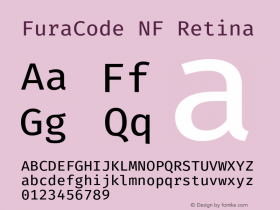 FuraCode NF Retina Version 1.102;PS 001.102;hotconv 1.0.88;makeotf.lib2.5.64775 Font Sample