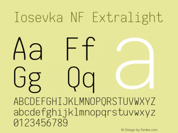 Iosevka NF Extralight 1.8.4; ttfautohint (v1.5)图片样张