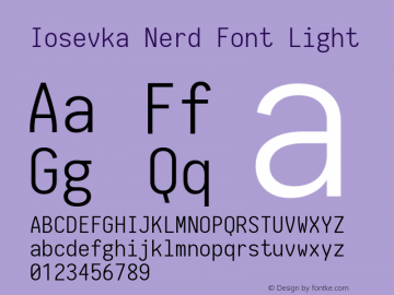 Iosevka Nerd Font Light 1.8.4; ttfautohint (v1.5) Font Sample