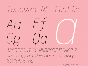 Iosevka NF Italic 1.8.4; ttfautohint (v1.5)图片样张