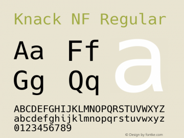 Knack NF Regular Version 2.020; ttfautohint (v1.5) -l 4 -r 80 -G 350 -x 0 -H 181 -D latn -f latn -m 