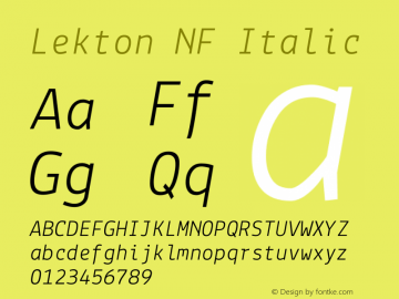 Lekton NF Italic Version 3.000 Font Sample