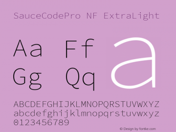 SauceCodePro NF ExtraLight Version 2.010;PS 1.000;hotconv 1.0.84;makeotf.lib2.5.63406 Font Sample