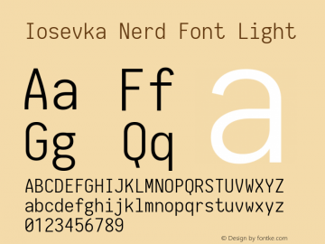 Iosevka Nerd Font Light 1.8.4; ttfautohint (v1.5) Font Sample