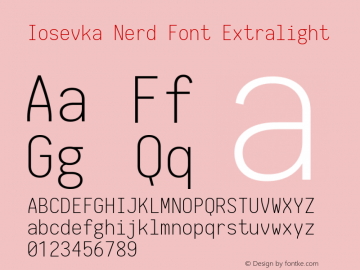 Iosevka Nerd Font Extralight 1.8.4; ttfautohint (v1.5)图片样张