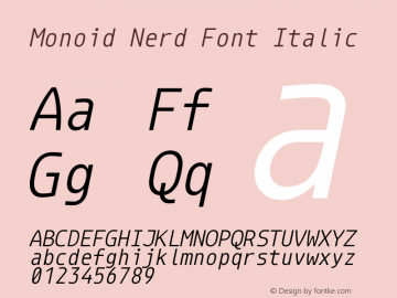 Monoid Nerd Font Italic Version 0.61;Nerd Fonts 0.8. Font Sample