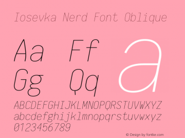 Iosevka Nerd Font Oblique 1.8.4; ttfautohint (v1.5) Font Sample