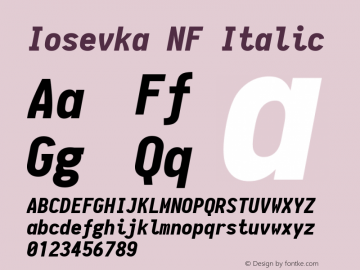 Iosevka NF Italic 1.8.4; ttfautohint (v1.5) Font Sample