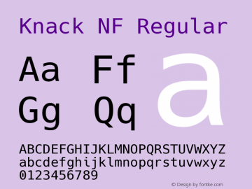 Knack NF Regular Version 2.020; ttfautohint (v1.5) -l 4 -r 80 -G 350 -x 0 -H 181 -D latn -f latn -m 