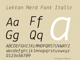 Lekton Nerd Font Italic Version 3.000图片样张