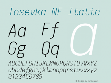 Iosevka NF Italic 1.8.4; ttfautohint (v1.5)图片样张