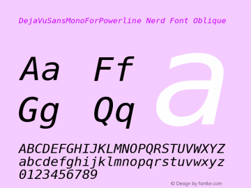 DejaVuSansMonoForPowerline Nerd Font Oblique Version 2.33 Font Sample