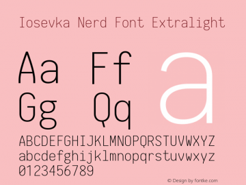 Iosevka Nerd Font Extralight 1.8.4; ttfautohint (v1.5)图片样张