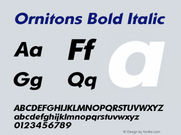 Ornitons Bold Italic Altsys Fontographer 3.5  17.05.1994 Font Sample