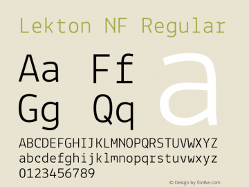 Lekton NF Regular Version 34.000 Font Sample