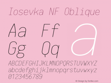 Iosevka NF Oblique 1.8.4; ttfautohint (v1.5) Font Sample