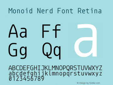 Monoid Nerd Font Retina Version 0.62;Nerd Fonts 0.8. Font Sample