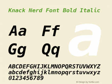 Knack Nerd Font Bold Italic Version 2.020; ttfautohint (v1.5) -l 4 -r 80 -G 350 -x 0 -H 265 -D latn -f latn -m 