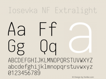 Iosevka NF Extralight 1.8.4; ttfautohint (v1.5) Font Sample