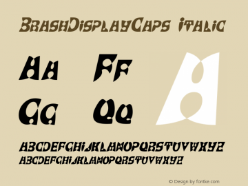 BrashDisplayCaps Italic Macromedia Fontographer 4.1.5 5/17/98 Font Sample
