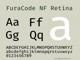 FuraCode NF Retina Version 1.102;PS 001.102;hotconv 1.0.88;makeotf.lib2.5.64775图片样张