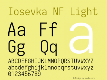 Iosevka NF Light 1.8.4; ttfautohint (v1.5) Font Sample