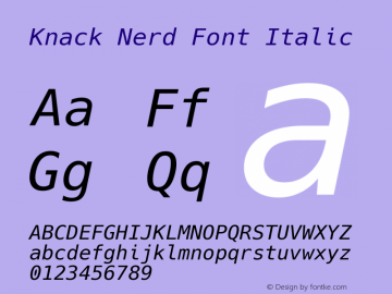 Knack Nerd Font Italic Version 2.020; ttfautohint (v1.5) -l 4 -r 80 -G 350 -x 0 -H 145 -D latn -f latn -m 