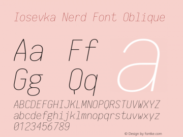 Iosevka Nerd Font Oblique 1.8.4; ttfautohint (v1.5) Font Sample