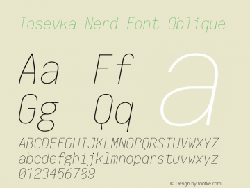 Iosevka Nerd Font Oblique 1.8.4; ttfautohint (v1.5) Font Sample