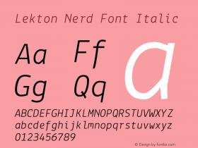 Lekton Nerd Font Italic Version 3.000图片样张