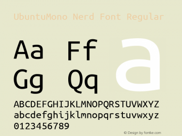 UbuntuMono Nerd Font Regular Version 0.80 Font Sample