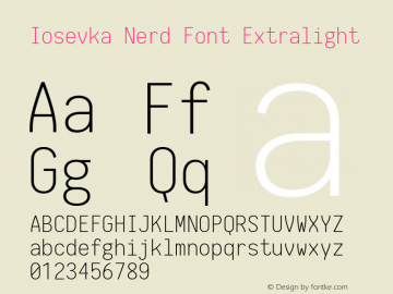 Iosevka Nerd Font Extralight 1.8.4; ttfautohint (v1.5) Font Sample
