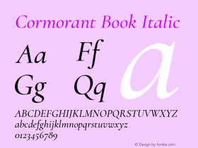Cormorant Book Italic Version 2.005 Font Sample