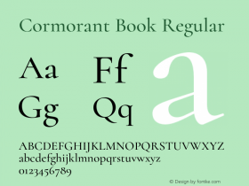 Cormorant Book Regular Version 2.005;PS 002.005;hotconv 1.0.88;makeotf.lib2.5.64775图片样张