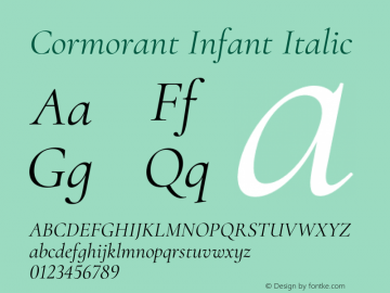 Cormorant Infant Italic Version 2.005;PS 002.005;hotconv 1.0.88;makeotf.lib2.5.64775图片样张