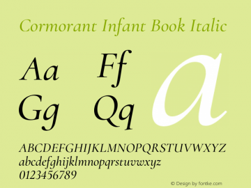 Cormorant Infant Book Italic Version 2.005;PS 002.005;hotconv 1.0.88;makeotf.lib2.5.64775 Font Sample