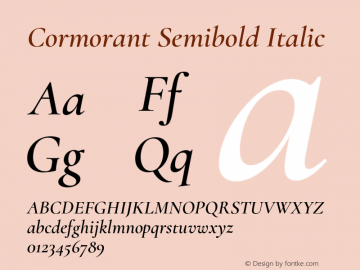 Cormorant Semibold Italic Version 2.005;PS 002.005;hotconv 1.0.88;makeotf.lib2.5.64775图片样张