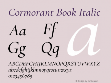 Cormorant Book Italic Version 2.005;PS 002.005;hotconv 1.0.88;makeotf.lib2.5.64775图片样张