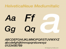 HelveticaNeue MediumItalic Version 2.0; 2001; initial r图片样张