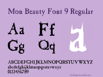 Mon Beauty Font 9 Regular Version 1.00 December 1, 2015, initial release Font Sample