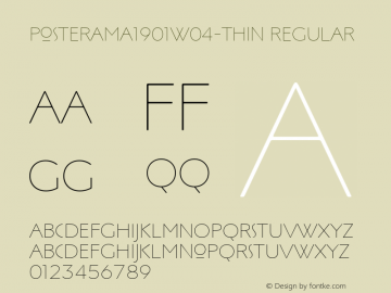 Posterama1901W04-Thin Regular Version 1.00 Font Sample