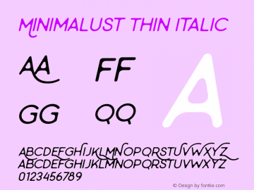 Minimalust Thin Italic Version 1.000图片样张