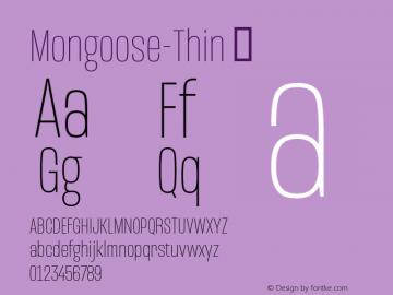 Mongoose-Thin ☞ Version 001.000;com.myfonts.kostic.mongoose.thin.wfkit2.hva4图片样张