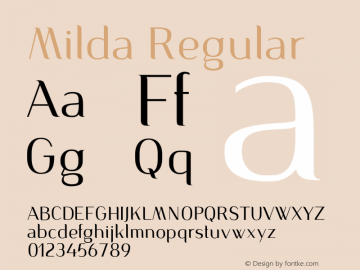 Milda Regular Version 1.000;PS 001.000;hotconv 1.0.88;makeotf.lib2.5.64775 Font Sample