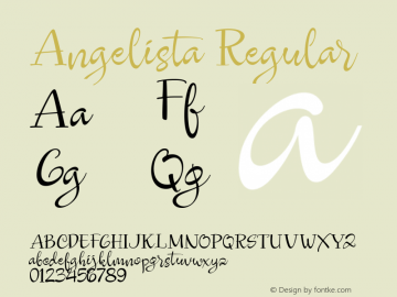 Angelista Regular Version 1.000 Font Sample