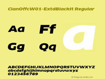 ClanOffcW01-ExtdBlackIt Regular Version 7.504 Font Sample