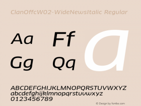 ClanOffcW02-WideNewsItalic Regular Version 7.504 Font Sample